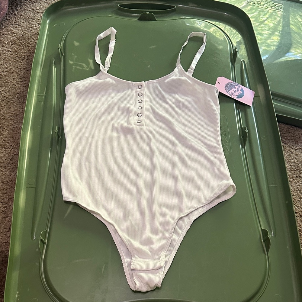 White Ribbed Bodysuit